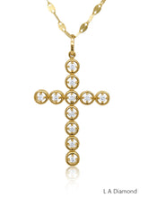 14K White & Yellow Gold Diamond Cross Pendant (0.40 ct)